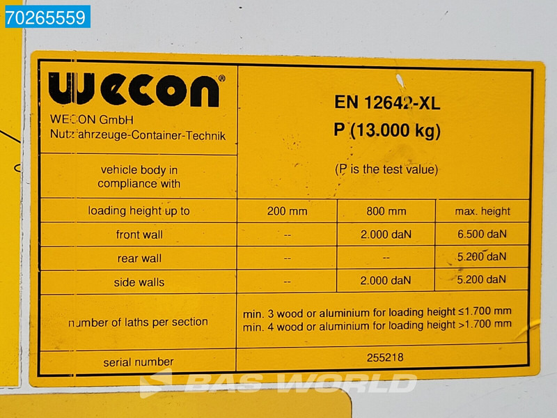 Брезентова каросерия Wecon WPR 715 SG Durchladesysteem: снимка 12