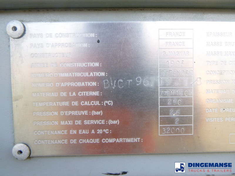 Полуремарке цистерна Magyar Bitumen tank inox 32 m3 / 1 comp: снимка 19