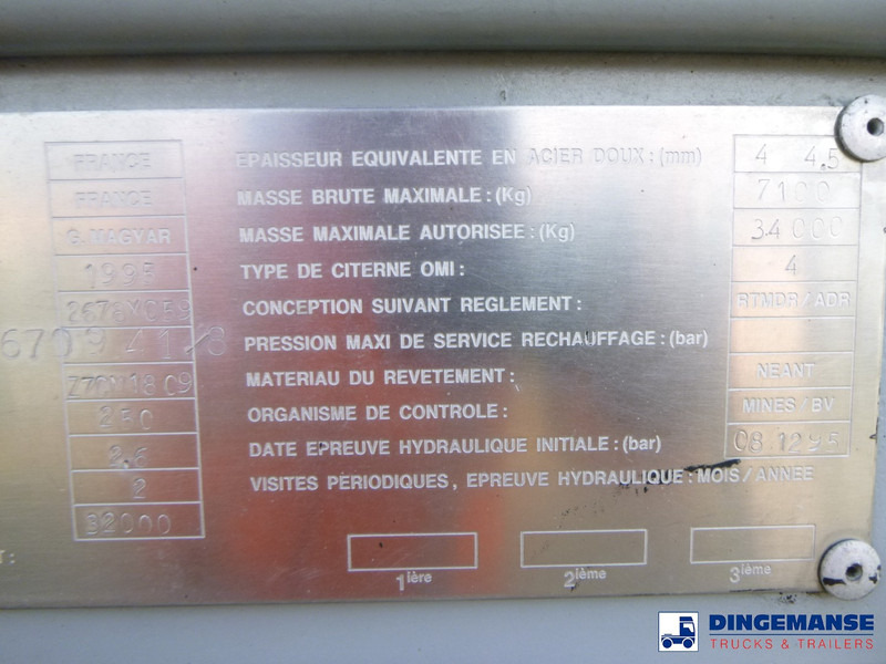 Полуремарке цистерна Magyar Bitumen tank inox 32 m3 / 1 comp: снимка 20