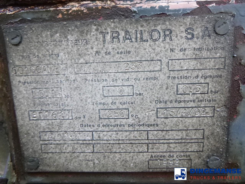 Полуремарке цистерна Trailor Heavy oil / bitumen tank steel 31.1 m3 / 1 comp: снимка 17