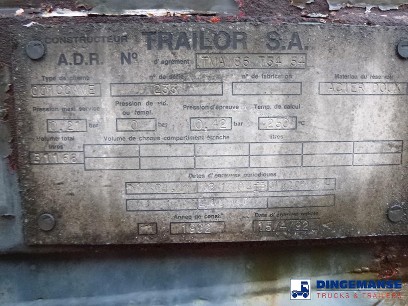 Полуремарке цистерна Trailor Heavy oil / bitumen tank steel 31.1 m3 / 1 comp: снимка 18