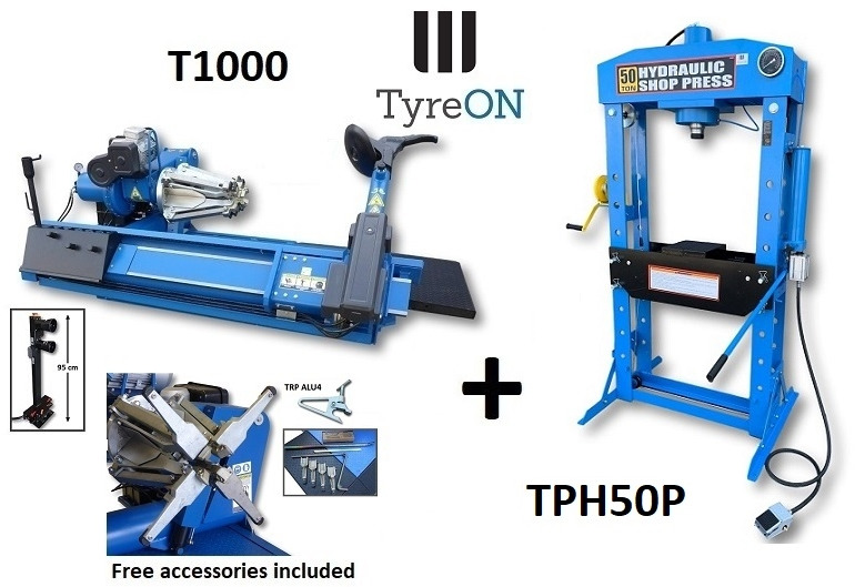 T1000 2-speed 56 Inch truck tyre changer + 50T air hydraulic workshop press TPH50P - Оборудване за гаражи/ Работилници: снимка 1 T1000 2-speed 56 Inch truck tyre changer + 50T air hydraulic workshop press TPH50P - Оборудване за гаражи/ Работилници: снимка 1