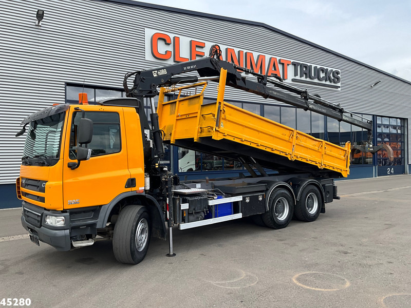 DAF FAT 75 CF 340 6x4 Manual Full steel Hiab 16 Tonmeter laadkraan - Самосвал камион, Камион с кран: снимка 1 DAF FAT 75 CF 340 6x4 Manual Full steel Hiab 16 Tonmeter laadkraan - Самосвал камион, Камион с кран: снимка 1