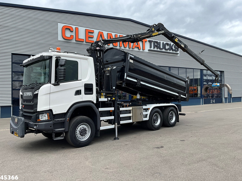 Scania G 410 6x6 Euro 6 Palfinger 17 Tonmeter Z-kraan - Самосвал камион, Камион с кран: снимка 1 Scania G 410 6x6 Euro 6 Palfinger 17 Tonmeter Z-kraan - Самосвал камион, Камион с кран: снимка 1