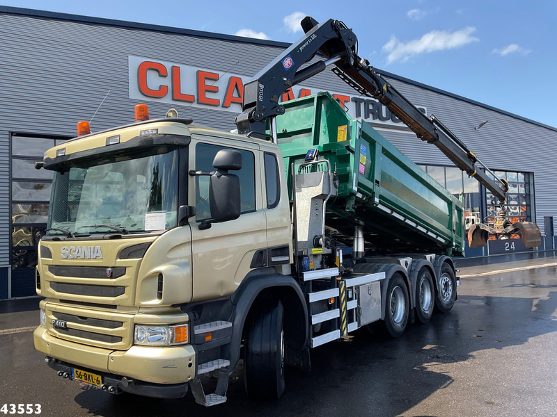 Scania P 410 8x4 Euro 6 HMF 18 Tonmeter laadkraan - Самосвал камион, Камион с кран: снимка 1 Scania P 410 8x4 Euro 6 HMF 18 Tonmeter laadkraan - Самосвал камион, Камион с кран: снимка 1
