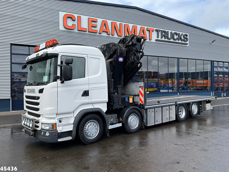 Камион с кран Scania R490 8x2 Euro 6 Retarder HMF 85 Tonmeter laadkraan + Fly-jib: снимка 9