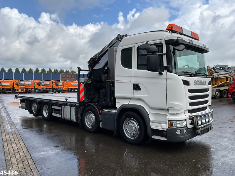 Камион с кран Scania R490 8x2 Euro 6 Retarder HMF 85 Tonmeter laadkraan + Fly-jib: снимка 8