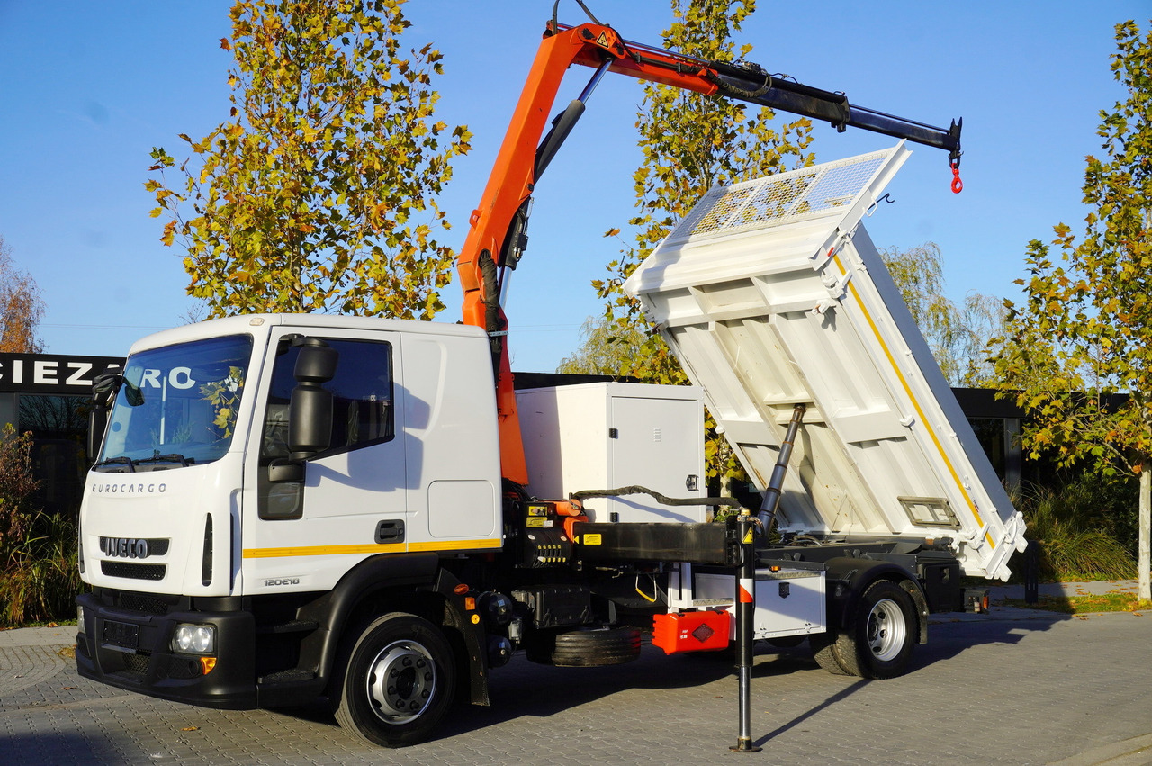 IVECO Eurocargo 120E18 Crane Palfinger / 3-way tipper / sleeper cab - Самосвал камион, Камион с кран: снимка 1 IVECO Eurocargo 120E18 Crane Palfinger / 3-way tipper / sleeper cab - Самосвал камион, Камион с кран: снимка 1
