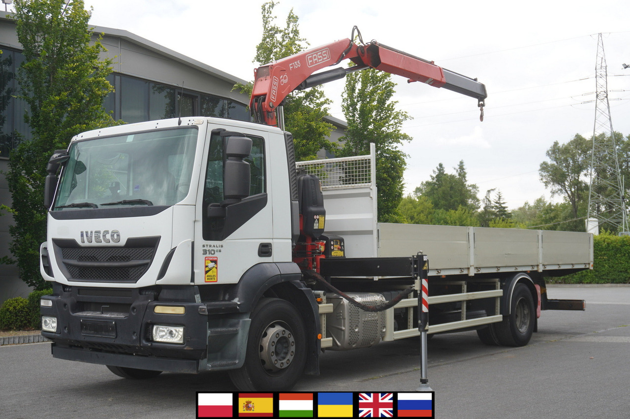 IVECO STRALIS 19.310 E6 / Flatbed 19 EPAL / FASSI F135 / 225 MTH! / 5.7 T - Бордови камион, Камион с кран: снимка 1 IVECO STRALIS 19.310 E6 / Flatbed 19 EPAL / FASSI F135 / 225 MTH! / 5.7 T - Бордови камион, Камион с кран: снимка 1