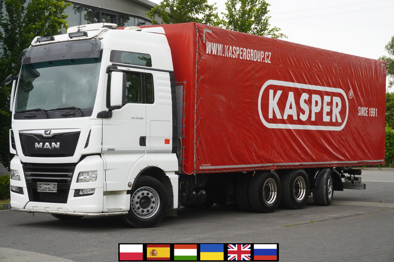 MAN MAN TGX 35.580 E6 8x4 /4 / 23 EPAL tarp superstructure / 4th axle steered - Камион с брезент: снимка 1 MAN MAN TGX 35.580 E6 8x4 /4 / 23 EPAL tarp superstructure / 4th axle steered - Камион с брезент: снимка 1
