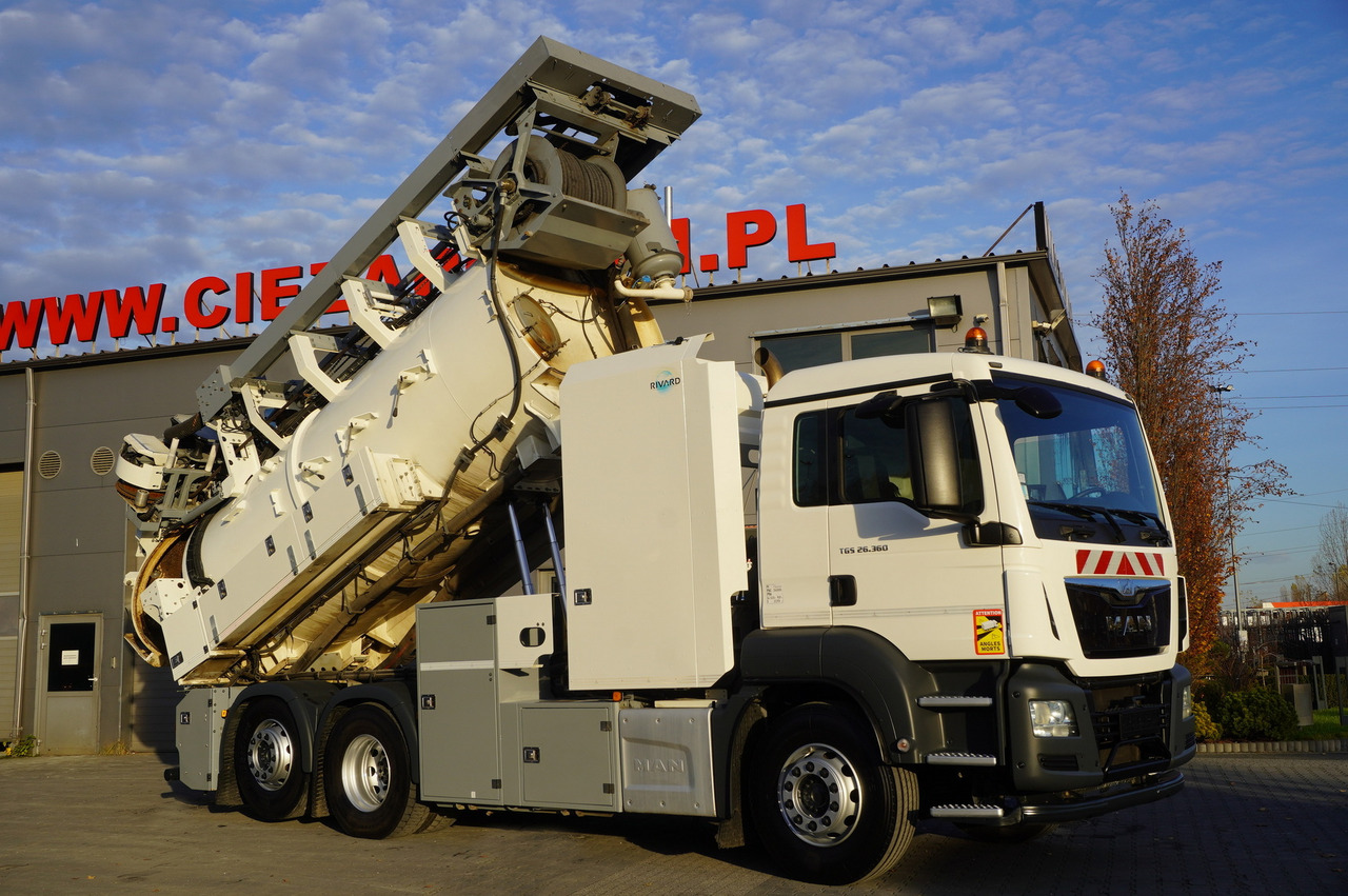 MAN TGS 26.360 E6 / RIVARD sewage cleaner 18 m3 / 180 tho. km / steering axle / 2 units - Каналопочистваща машина: снимка 1 MAN TGS 26.360 E6 / RIVARD sewage cleaner 18 m3 / 180 tho. km / steering axle / 2 units - Каналопочистваща машина: снимка 1