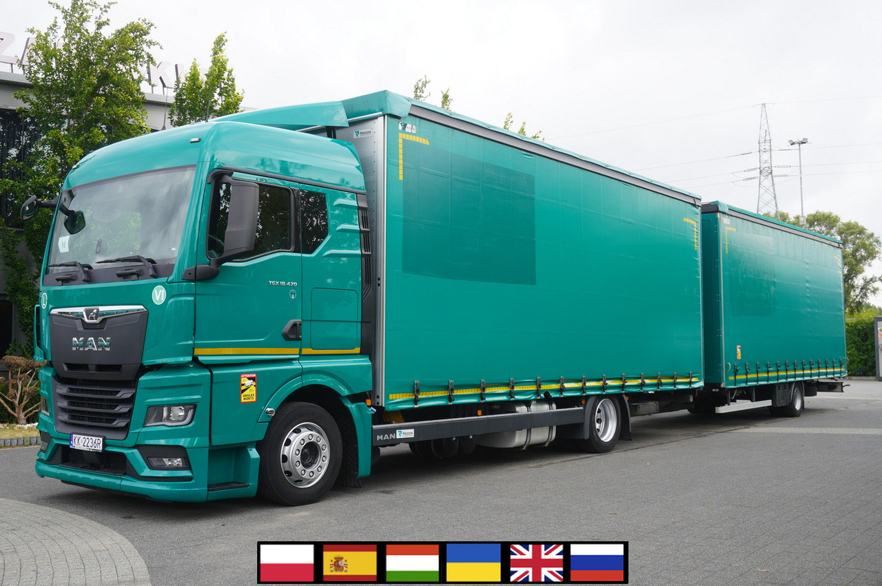 MAN TGX 18.470 / Trailer 19 EPAL / Curtainsider 19 EPAL / 2022 / Retarder / 15 units - Камион с брезент: снимка 1 MAN TGX 18.470 / Trailer 19 EPAL / Curtainsider 19 EPAL / 2022 / Retarder / 15 units - Камион с брезент: снимка 1