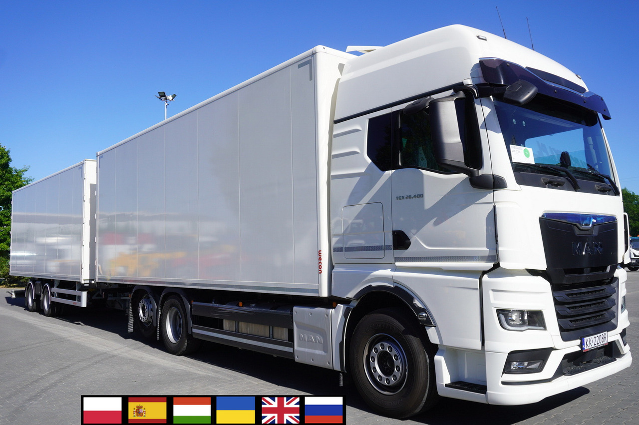 MAN TGX 26.480 6×2-2 LL CH NEW / 19 EPAL box / New Wecon walkthrough box trailer 19 EPAL / 2025.06 !!! - Камион фургон: снимка 1 MAN TGX 26.480 6×2-2 LL CH NEW / 19 EPAL box / New Wecon walkthrough box trailer 19 EPAL / 2025.06 !!! - Камион фургон: снимка 1
