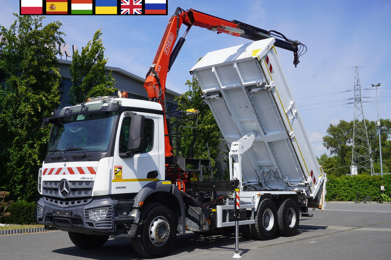 MERCEDES-BENZ AROCS 2636 / Fassi F155A.0.22 crane 6t / 120 tho. km / 3-sided dump truck / 2 x Bordmatic - Бордови камион, Камион с кран: снимка 1 MERCEDES-BENZ AROCS 2636 / Fassi F155A.0.22 crane 6t / 120 tho. km / 3-sided dump truck / 2 x Bordmatic - Бордови камион, Камион с кран: снимка 1