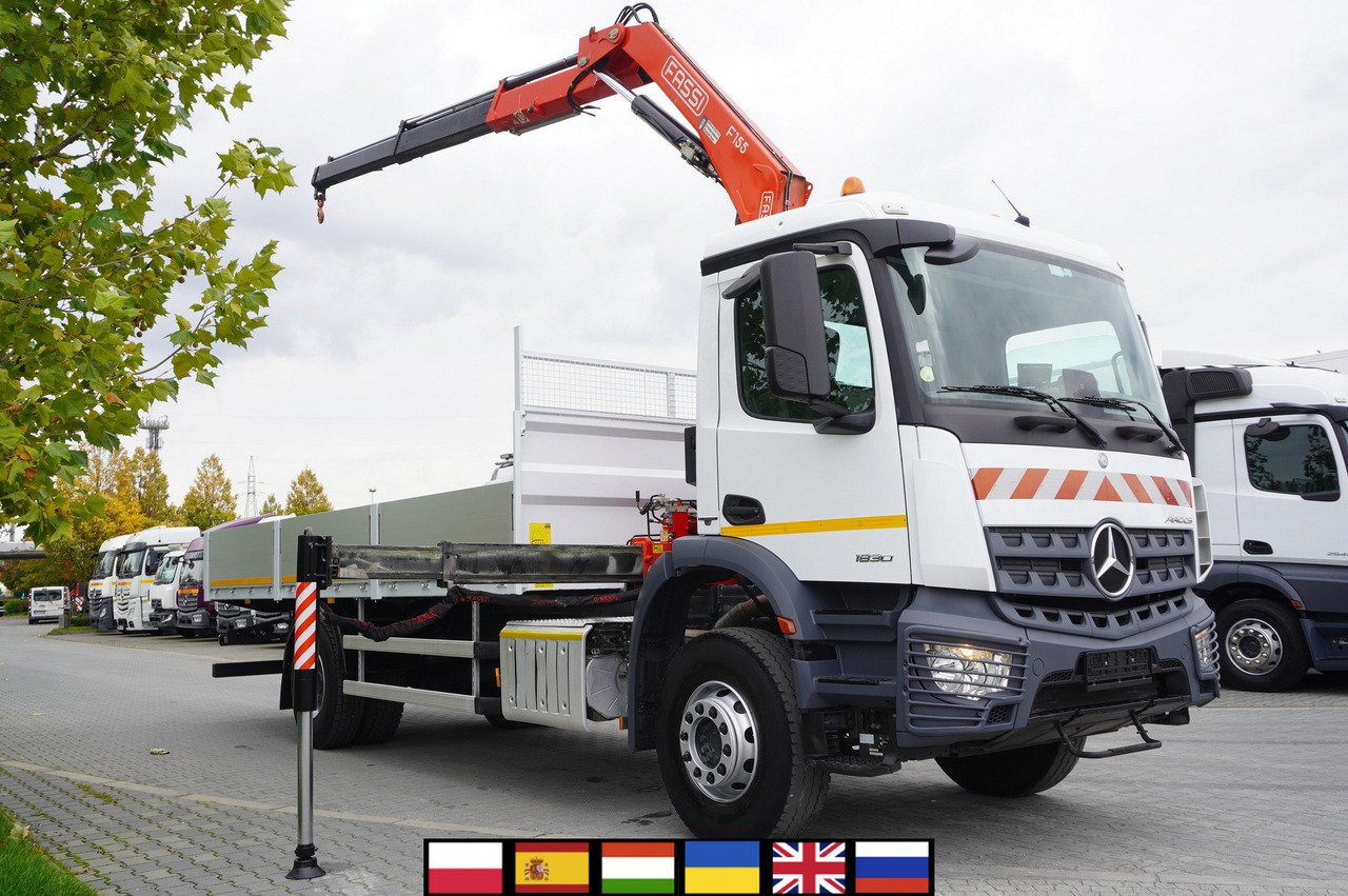 MERCEDES-BENZ Arocs 1830 / Flatbed 16 EPAL / HDS Fassi 155 / Reach 8 m / Load capacity 6160 kg - Бордови камион, Камион с кран: снимка 1 MERCEDES-BENZ Arocs 1830 / Flatbed 16 EPAL / HDS Fassi 155 / Reach 8 m / Load capacity 6160 kg - Бордови камион, Камион с кран: снимка 1