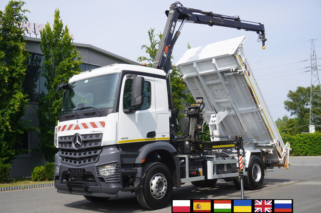 MERCEDES-BENZ Arocs 1833 / 87,000 km!!! / Hds HIAB X-DUO 128 B-2 / three-sided tipper - Бордови камион, Камион с кран: снимка 1 MERCEDES-BENZ Arocs 1833 / 87,000 km!!! / Hds HIAB X-DUO 128 B-2 / three-sided tipper - Бордови камион, Камион с кран: снимка 1