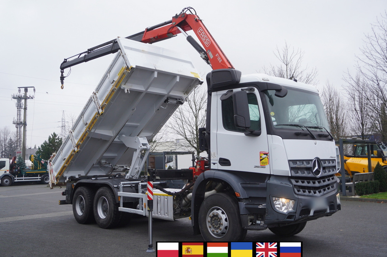 MERCEDES-BENZ Arocs 2636 6x4 / 2-way tipper / Fassi F135A.0.23 / remote control / Rotator - Камион с кран: снимка 1 MERCEDES-BENZ Arocs 2636 6x4 / 2-way tipper / Fassi F135A.0.23 / remote control / Rotator - Камион с кран: снимка 1
