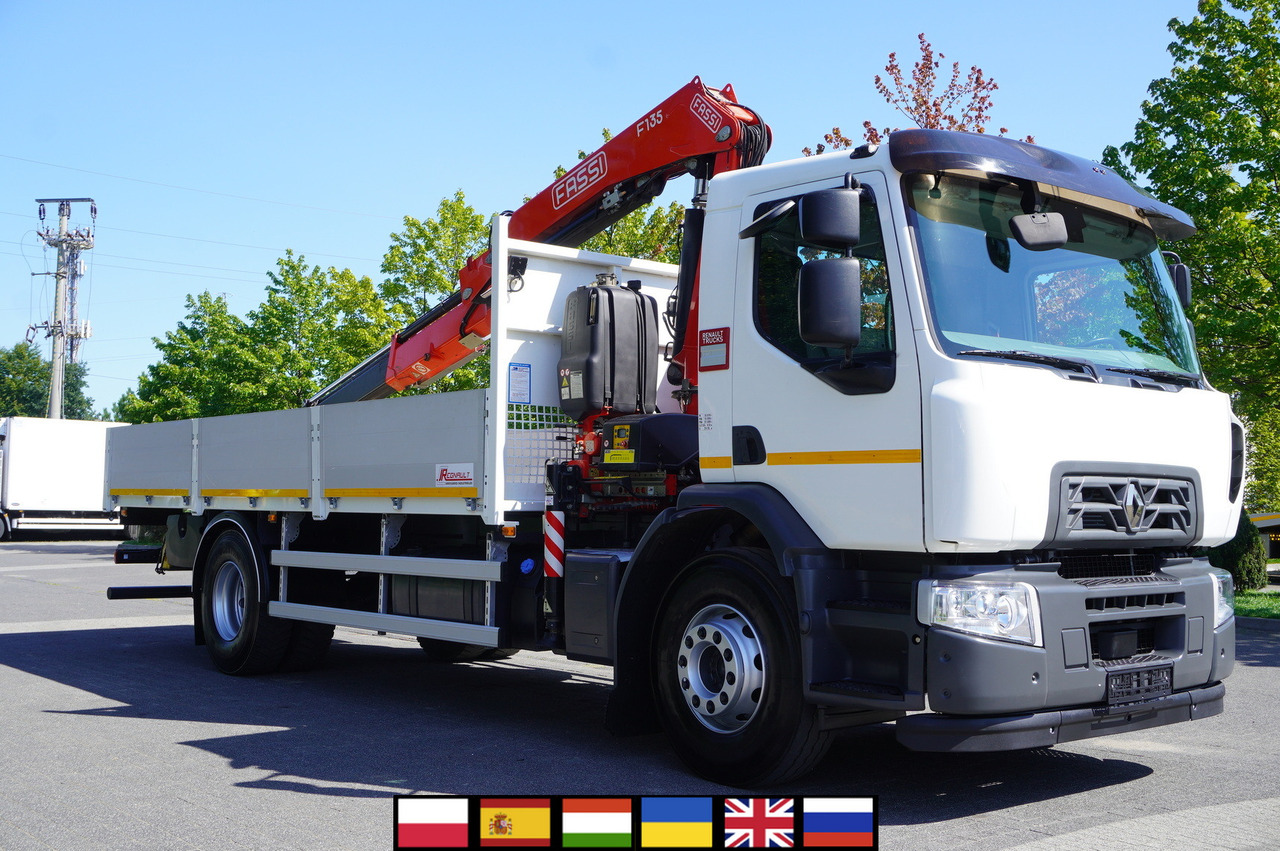RENAULT C280 DTI 8 / FASSI crane 5.6 T / range 8 m / Flatbed 15 EPAL - Бордови камион, Камион с кран: снимка 1 RENAULT C280 DTI 8 / FASSI crane 5.6 T / range 8 m / Flatbed 15 EPAL - Бордови камион, Камион с кран: снимка 1