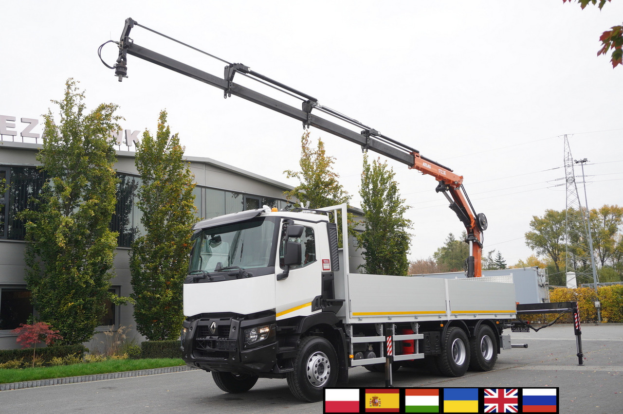 RENAULT C380 Comfort 6x4 / Atlas 172.3E crane / Range 12.3 m / capacity 6.1 t / Flatbed 17 EPAL - Бордови камион, Камион с кран: снимка 1 RENAULT C380 Comfort 6x4 / Atlas 172.3E crane / Range 12.3 m / capacity 6.1 t / Flatbed 17 EPAL - Бордови камион, Камион с кран: снимка 1