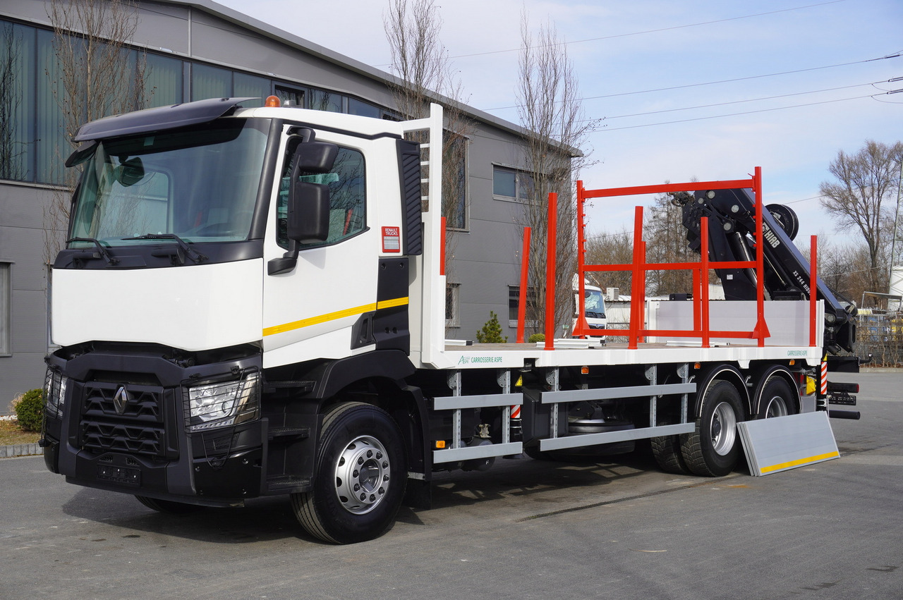 RENAULT C430 / HIAB 244 EP-5 HIDUO crane 8400 kg 15 m / Platform with stanchions - Горско ремарке: снимка 4 RENAULT C430 / HIAB 244 EP-5 HIDUO crane 8400 kg 15 m / Platform with stanchions - Горско ремарке: снимка 4