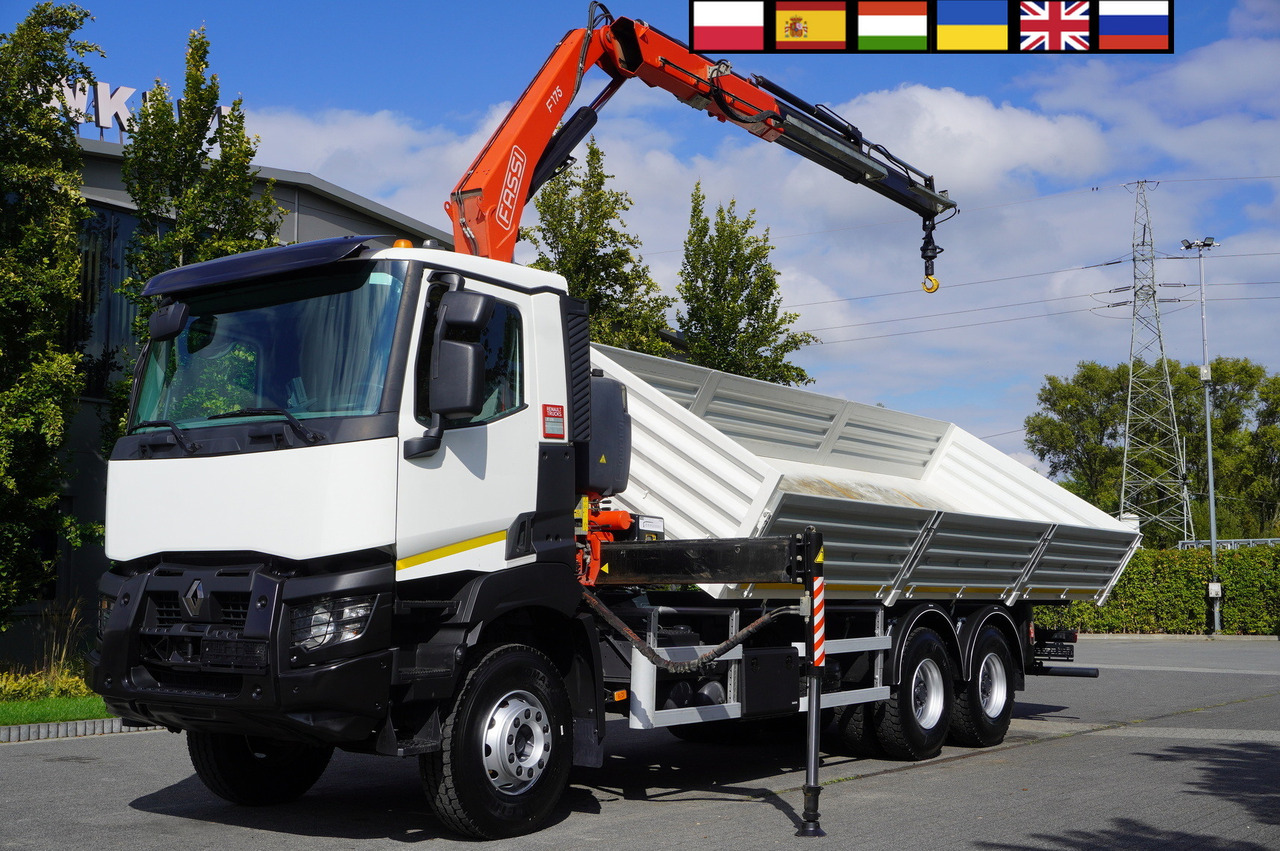 RENAULT K380 6×4 / FASSI F175 crane 7.85 t / 120 thousand km! / 2-sided tipper - Самосвал камион, Камион с кран: снимка 1 RENAULT K380 6×4 / FASSI F175 crane 7.85 t / 120 thousand km! / 2-sided tipper - Самосвал камион, Камион с кран: снимка 1