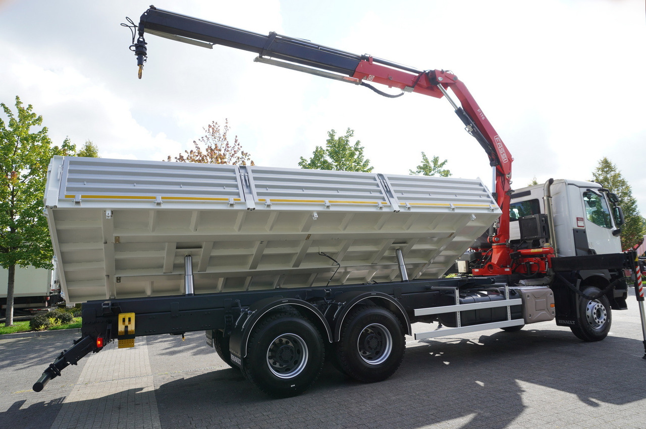 Самосвал камион, Камион с кран RENAULT K380 6×4 / FASSI F175 crane 7.85 t / 120 thousand km! / 2-sided tipper: снимка 12
