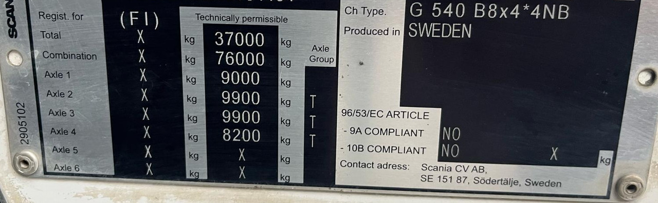 Камион с кран Scania G540 8x4 / Chassis 8.7 m / Steered axle / 2021: снимка 14