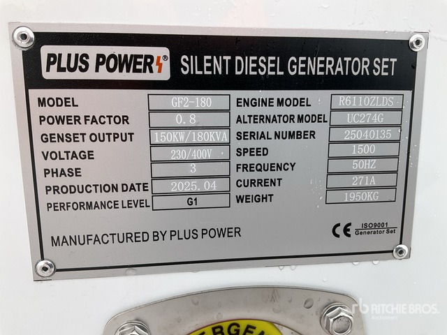 2025 Plus Power GF2-180 180 kVA (Unused) Generator Set - Електрогенератор: снимка 1 2025 Plus Power GF2-180 180 kVA (Unused) Generator Set - Електрогенератор: снимка 1