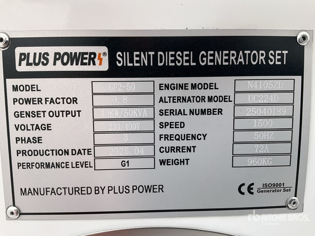 2025 Plus Power GF2-50 50 kVA (Unused) Generator Set - Електрогенератор: снимка 1 2025 Plus Power GF2-50 50 kVA (Unused) Generator Set - Електрогенератор: снимка 1