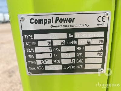 COMPAL VG-R30 37.5 kVA Skid-Mounted (Unused) - Електрогенератор: снимка 5 COMPAL VG-R30 37.5 kVA Skid-Mounted (Unused) - Електрогенератор: снимка 5