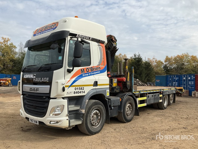 2017 DAF 8x2 Twin-Steer Sleeper Flatbed Truck with Crane - Бордови камион, Камион с кран: снимка 3 2017 DAF 8x2 Twin-Steer Sleeper Flatbed Truck with Crane - Бордови камион, Камион с кран: снимка 3