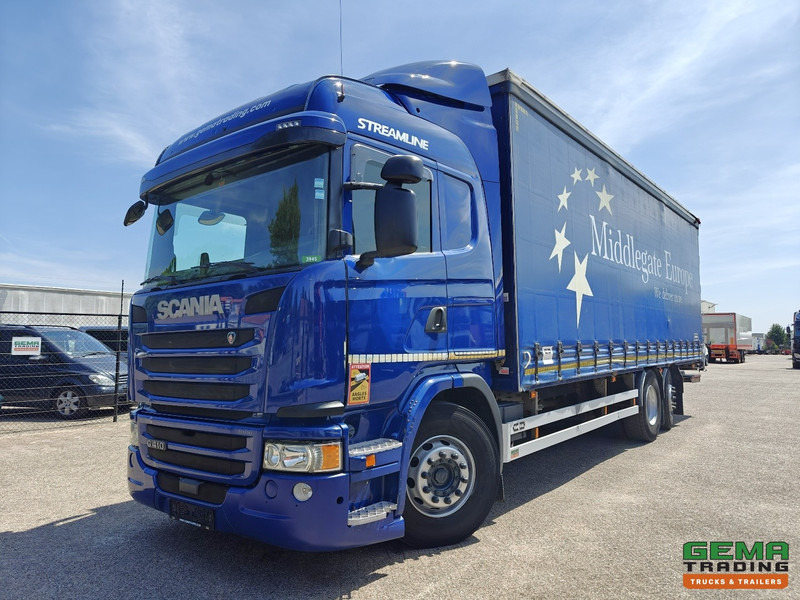 Scania G410 6x2/4 Streamline Euro6 - Retarder - Schuifzeilenbak 8.2M + Laadklep 1500kg - Smart Tacho V2 - Камион с брезент: снимка 1 Scania G410 6x2/4 Streamline Euro6 - Retarder - Schuifzeilenbak 8.2M + Laadklep 1500kg - Smart Tacho V2 - Камион с брезент: снимка 1