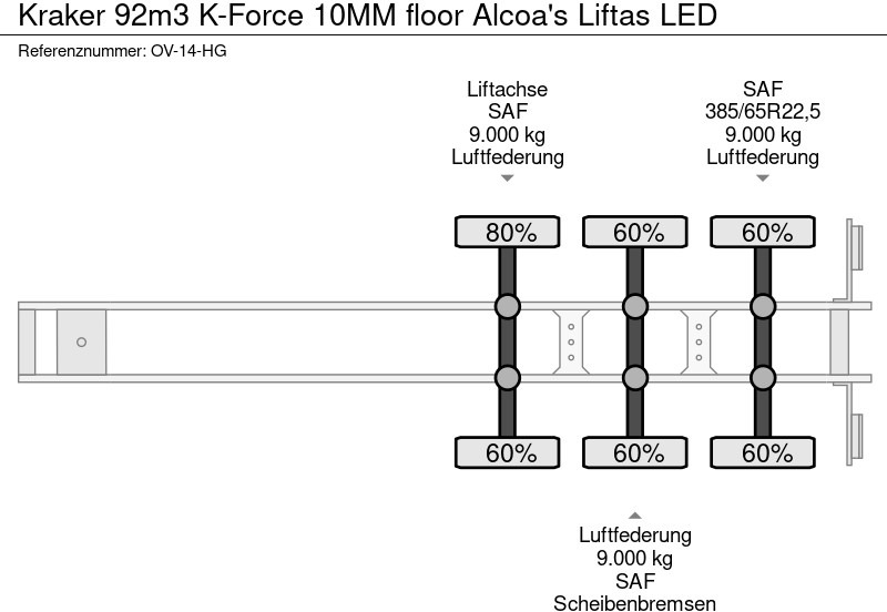 Нови С плъзгащ под полуремарке kraker 92m3 K-Force 10MM floor Alcoa's Liftas LED: снимка 18