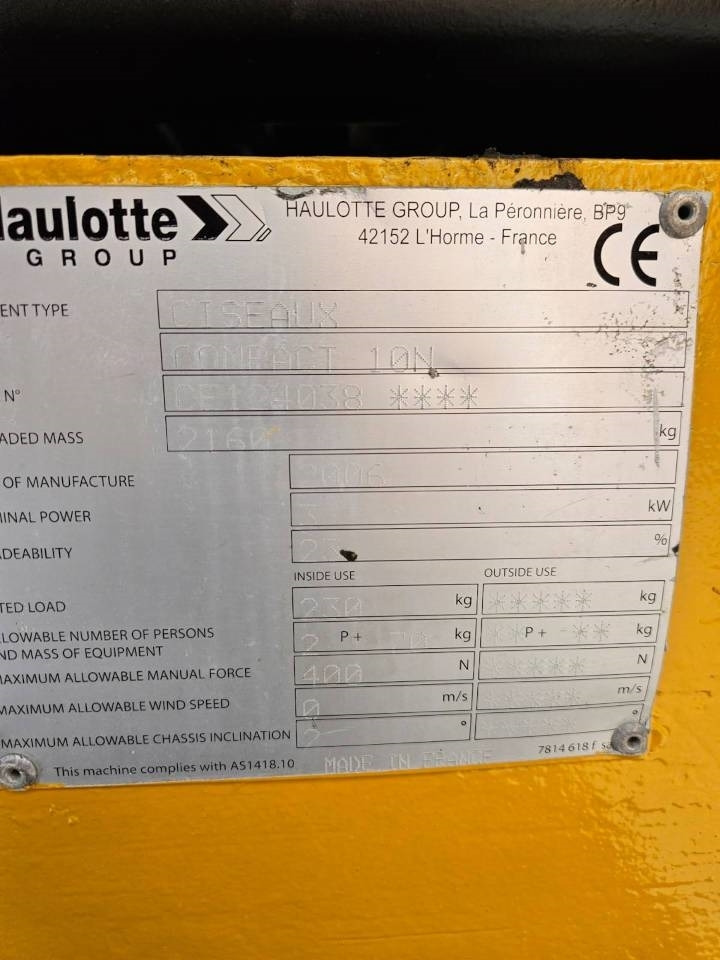 Haulotte Compact 10 N - Ножична работна платформа: снимка 5 Haulotte Compact 10 N - Ножична работна платформа: снимка 5