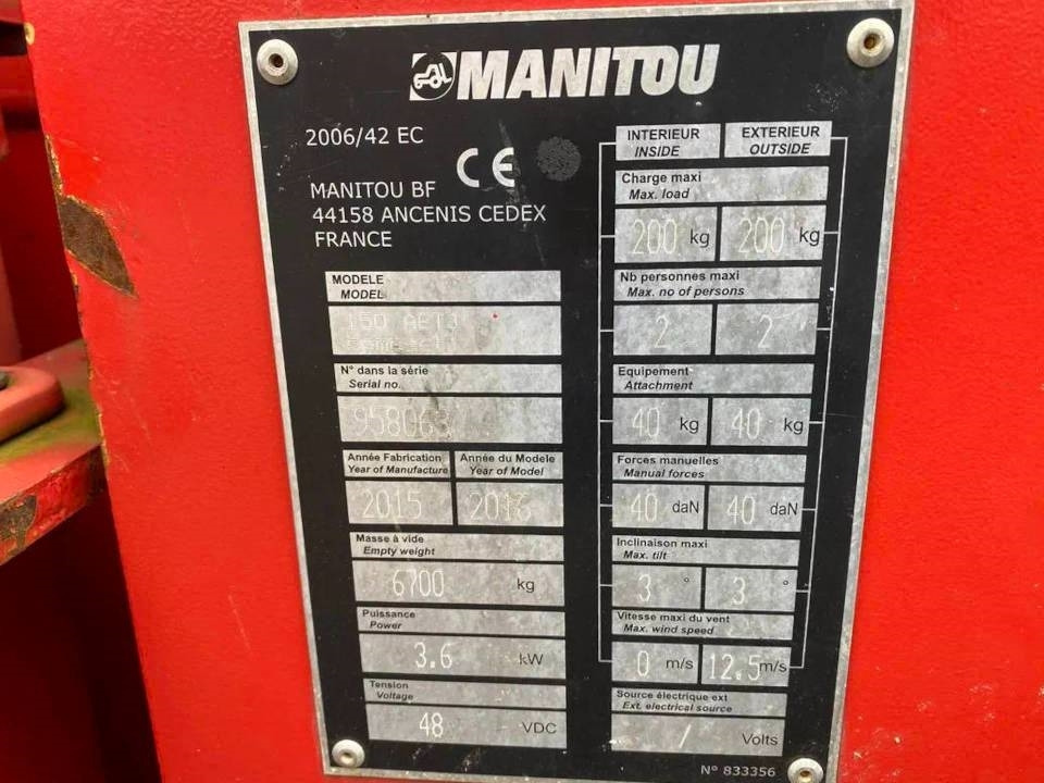 Manitou 150 AET JC - Артикулираща платформа: снимка 4 Manitou 150 AET JC - Артикулираща платформа: снимка 4