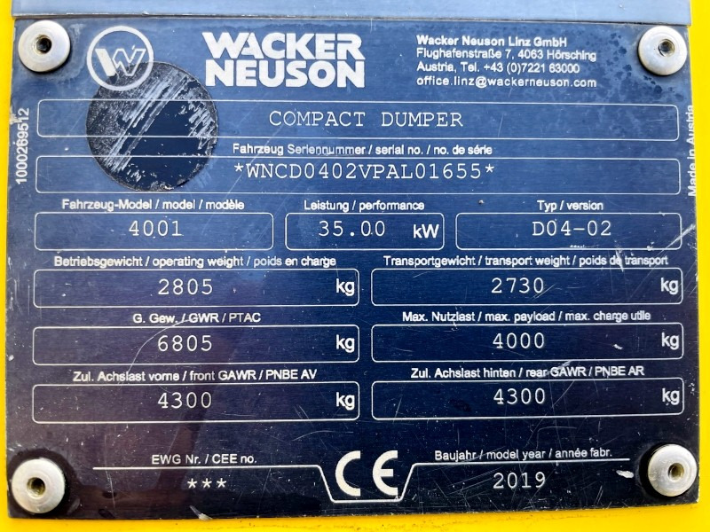 Neuson 4001 (3896) - Мини самосвал: снимка 3 Neuson 4001 (3896) - Мини самосвал: снимка 3