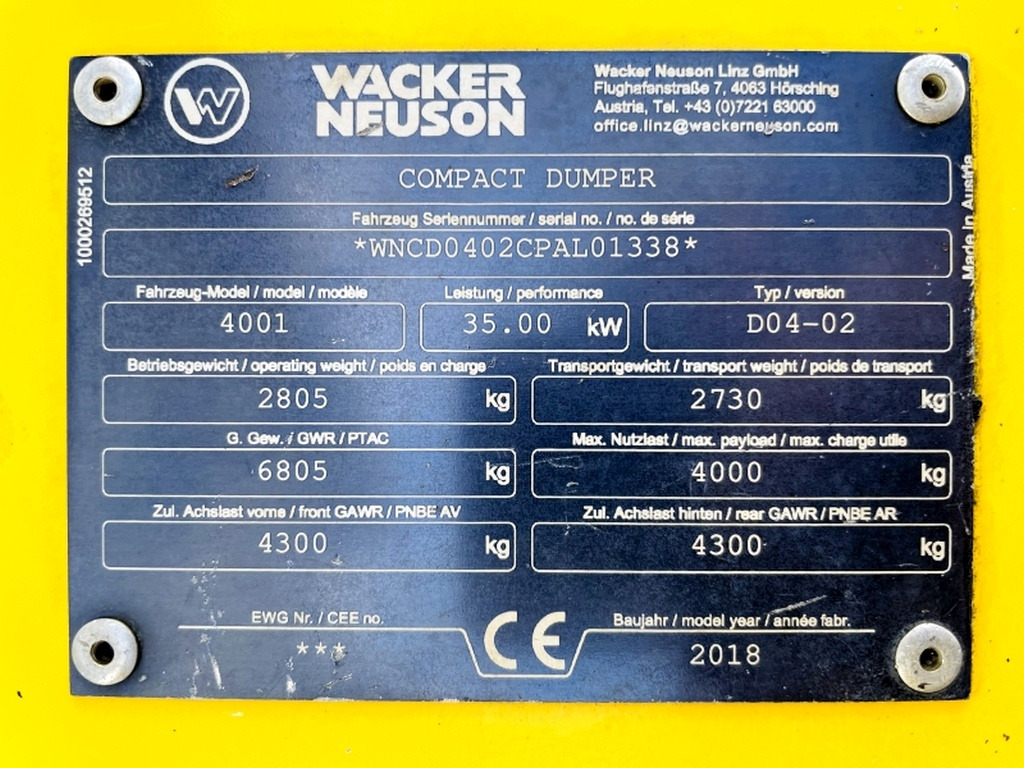 Neuson 4001 (3941) - Мини самосвал: снимка 3 Neuson 4001 (3941) - Мини самосвал: снимка 3