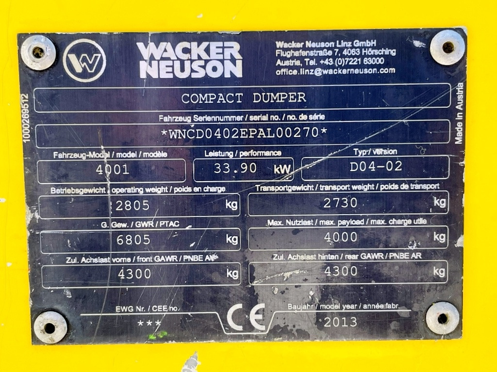 Neuson 4001 (4082) - Мини самосвал: снимка 3 Neuson 4001 (4082) - Мини самосвал: снимка 3