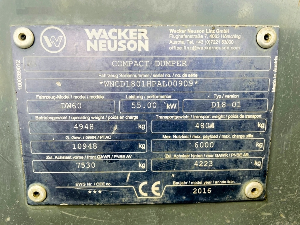 Neuson DW60 (3912) - Мини самосвал: снимка 3 Neuson DW60 (3912) - Мини самосвал: снимка 3