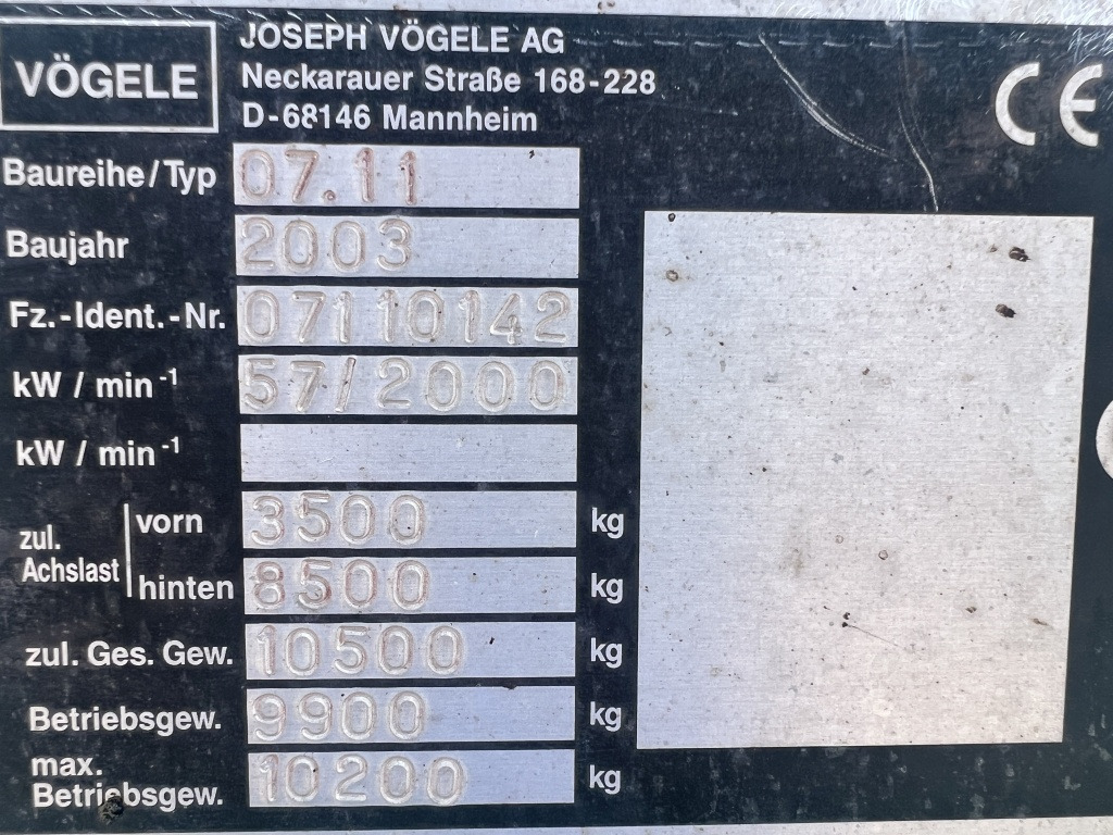 Асфалтополагач Vögele Super 1203 Typ 07.11 (111620): снимка 8