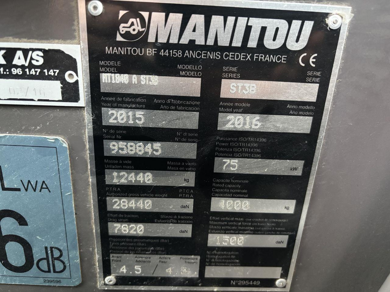 Телескопичен товарач Manitou MT1840A ST3B: снимка 7 Телескопичен товарач Manitou MT1840A ST3B: снимка 7