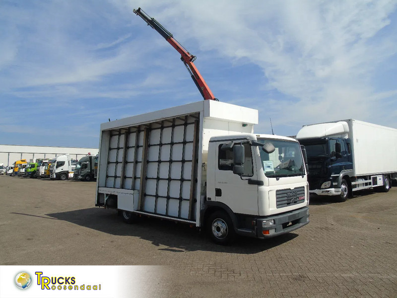 MAN TGL 8.180 + PALFINGER + GLASS TRUCK + MANUAL - Камион с кран: снимка 1 MAN TGL 8.180 + PALFINGER + GLASS TRUCK + MANUAL - Камион с кран: снимка 1