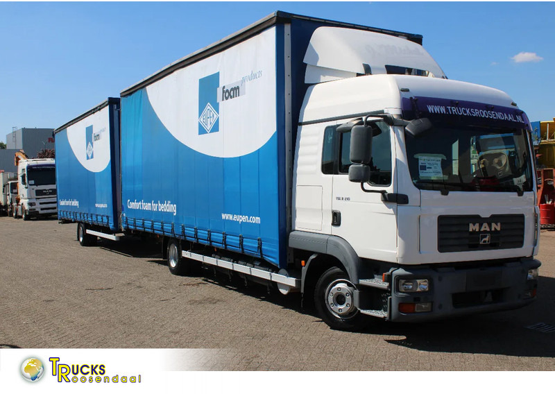 MAN TGL 8.210 + TRAILER + SLEEPCAB COMBI - Камион с брезент: снимка 1 MAN TGL 8.210 + TRAILER + SLEEPCAB COMBI - Камион с брезент: снимка 1