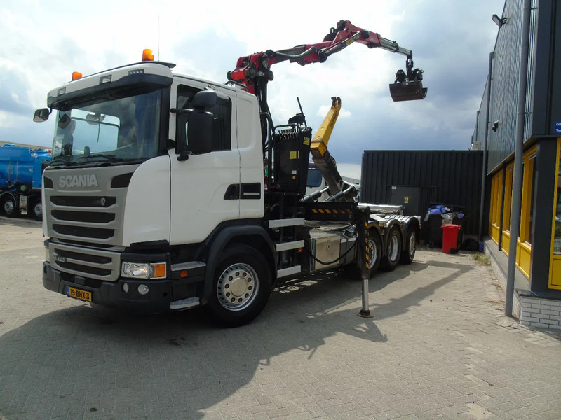 Scania G450 + PALFINGER Q20 + 8X2 + REMOTE + STEERING AXLE + EURO 6 - Мултилифт с кука камион, Камион с кран: снимка 3 Scania G450 + PALFINGER Q20 + 8X2 + REMOTE + STEERING AXLE + EURO 6 - Мултилифт с кука камион, Камион с кран: снимка 3