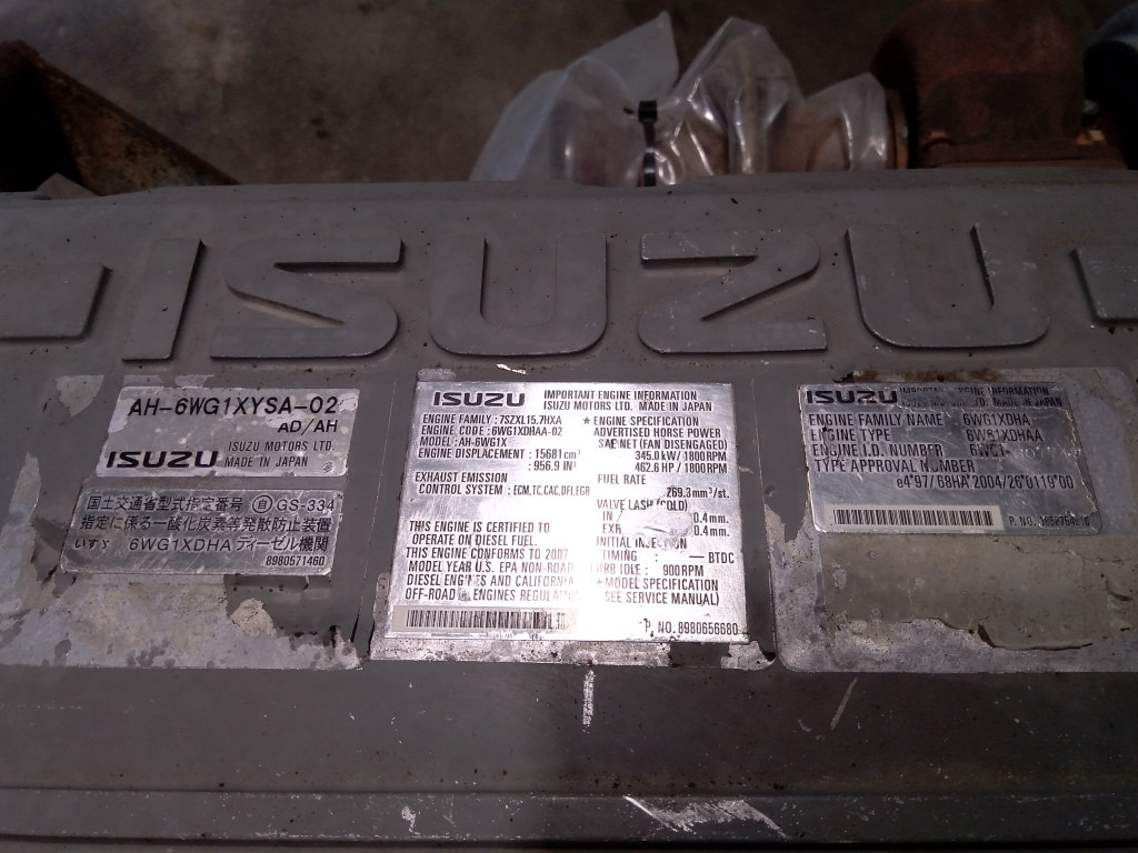 Isuzu 6WG1XYSA-02 (AD/AH) - - Двигател за Строителна техника: снимка 2 Isuzu 6WG1XYSA-02 (AD/AH) - - Двигател за Строителна техника: снимка 2
