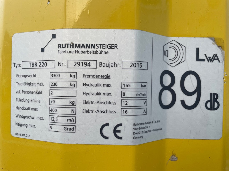 Ruthmann TBR 220 - Автовишка: снимка 3 Ruthmann TBR 220 - Автовишка: снимка 3