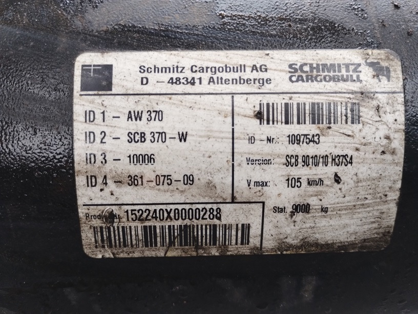 OŚ OSIE SCHMITZ AW 370 W SCB9010/10 CARGOBULL - Окачване за Ремарке: снимка 5 OŚ OSIE SCHMITZ AW 370 W SCB9010/10 CARGOBULL - Окачване за Ремарке: снимка 5