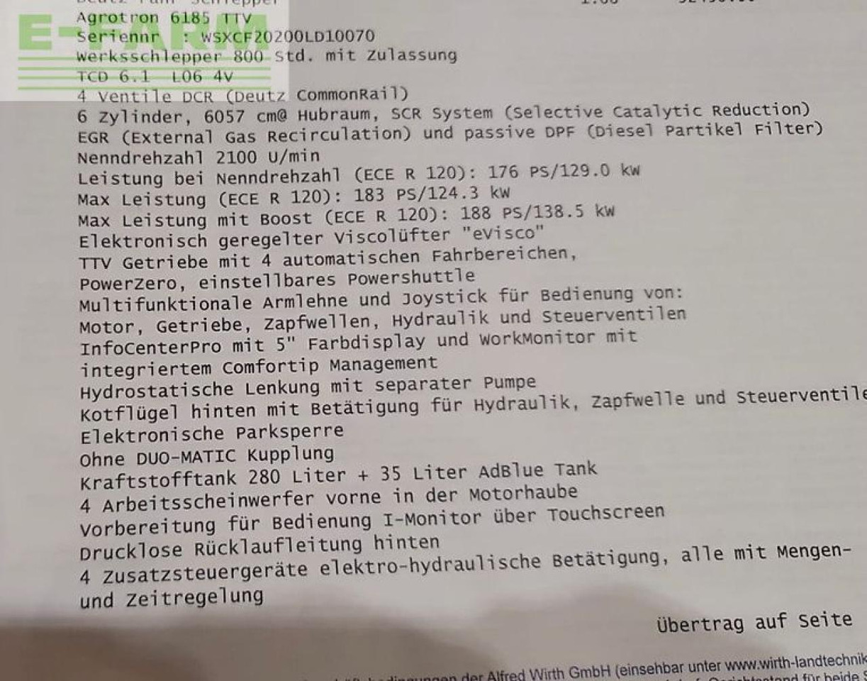 Deutz-Fahr 6185 ttv - Трактор: снимка 2 Deutz-Fahr 6185 ttv - Трактор: снимка 2