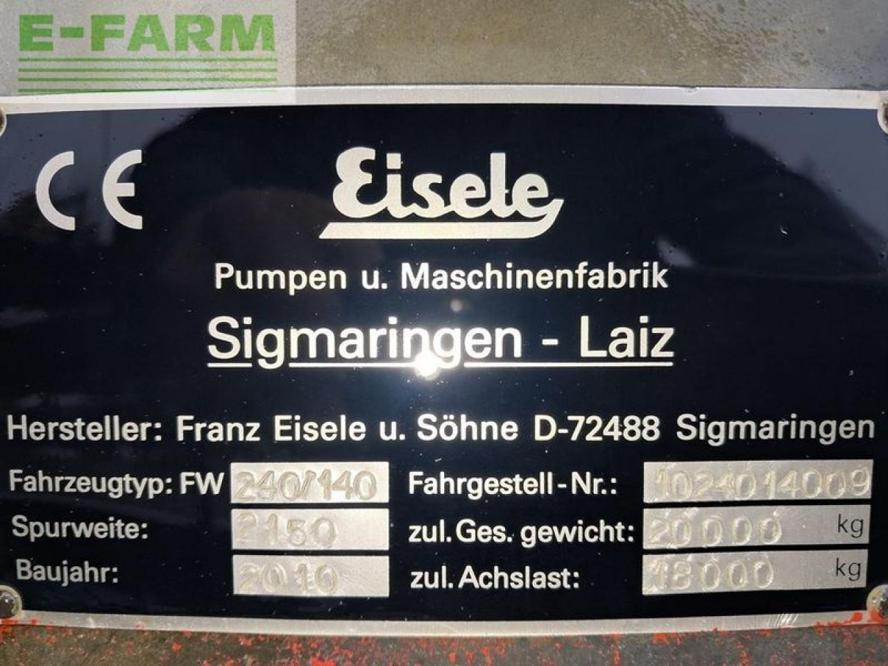 Цистерна за течен тор Eisele fw240/140 tandemfass: снимка 10