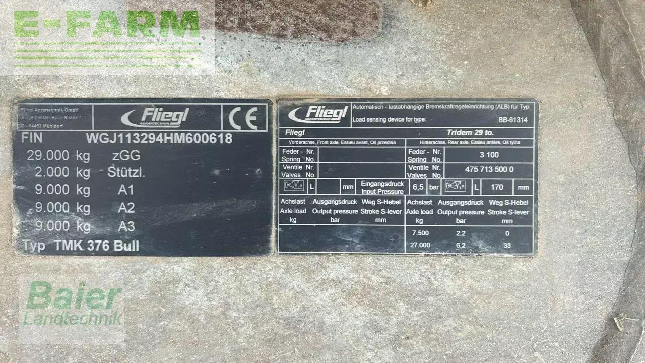 Fliegl tmk 376 bull - Селскостопанско ремарке самосвал: снимка 2 Fliegl tmk 376 bull - Селскостопанско ремарке самосвал: снимка 2